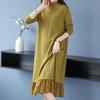 Dress for Woman Cotton Winter Vintage Casual Lace Over-the-Knee Long Stretch Lining Sweater Dresses