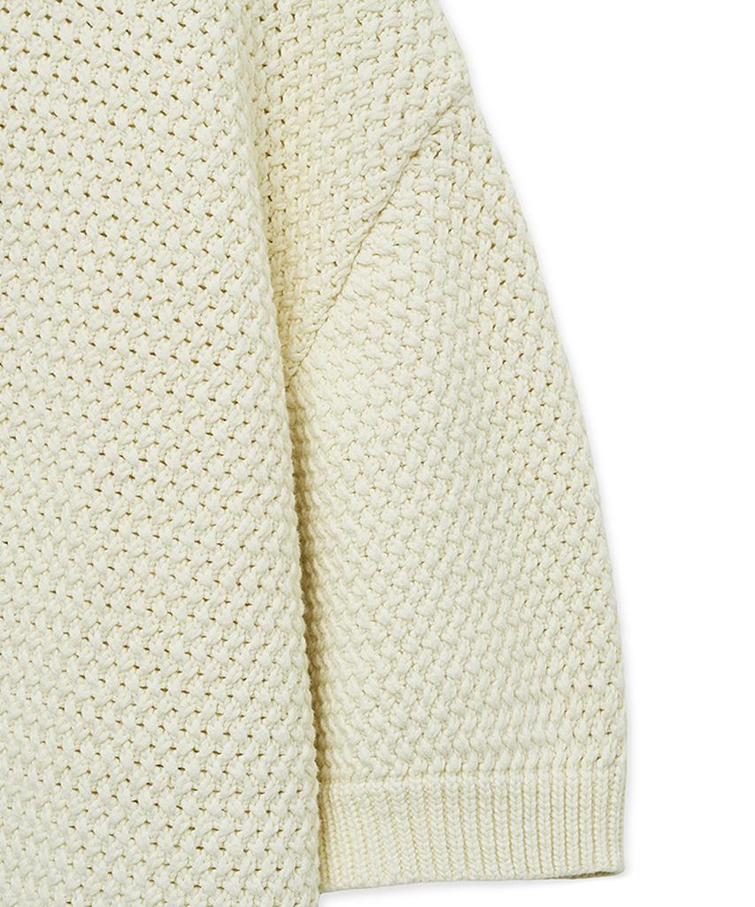 NOIRER Oversized Heavy Polo Half Knit (Ivory)