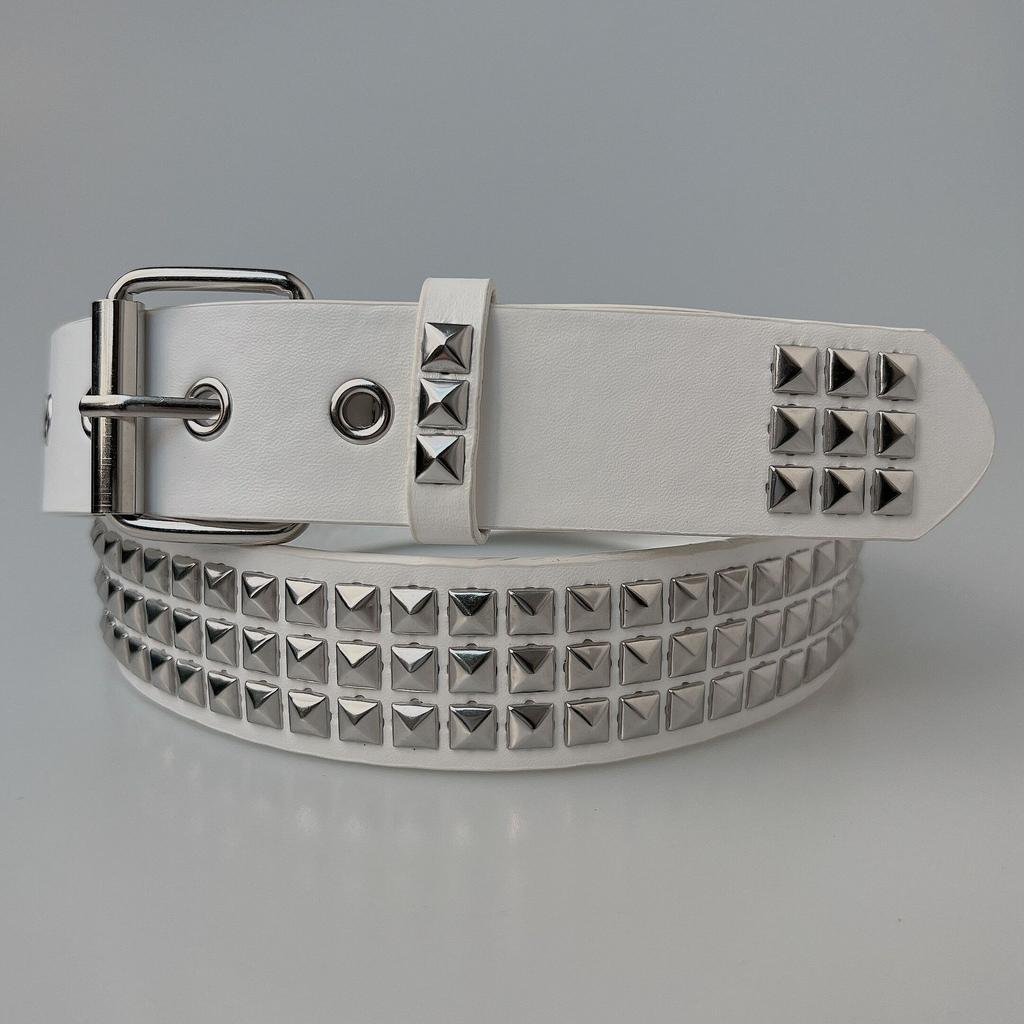New Punk European and American Pyramid Cyber Subculture Gothic Square Bead Rivet Belt for Women