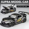 Модель гоночного автомобиля Toyota Supra из сплава в масштабе 1/22, литая под давлением, со звуком и светом, выставочные украшения для автосалона, коллекционные украшения, подарочная коробка