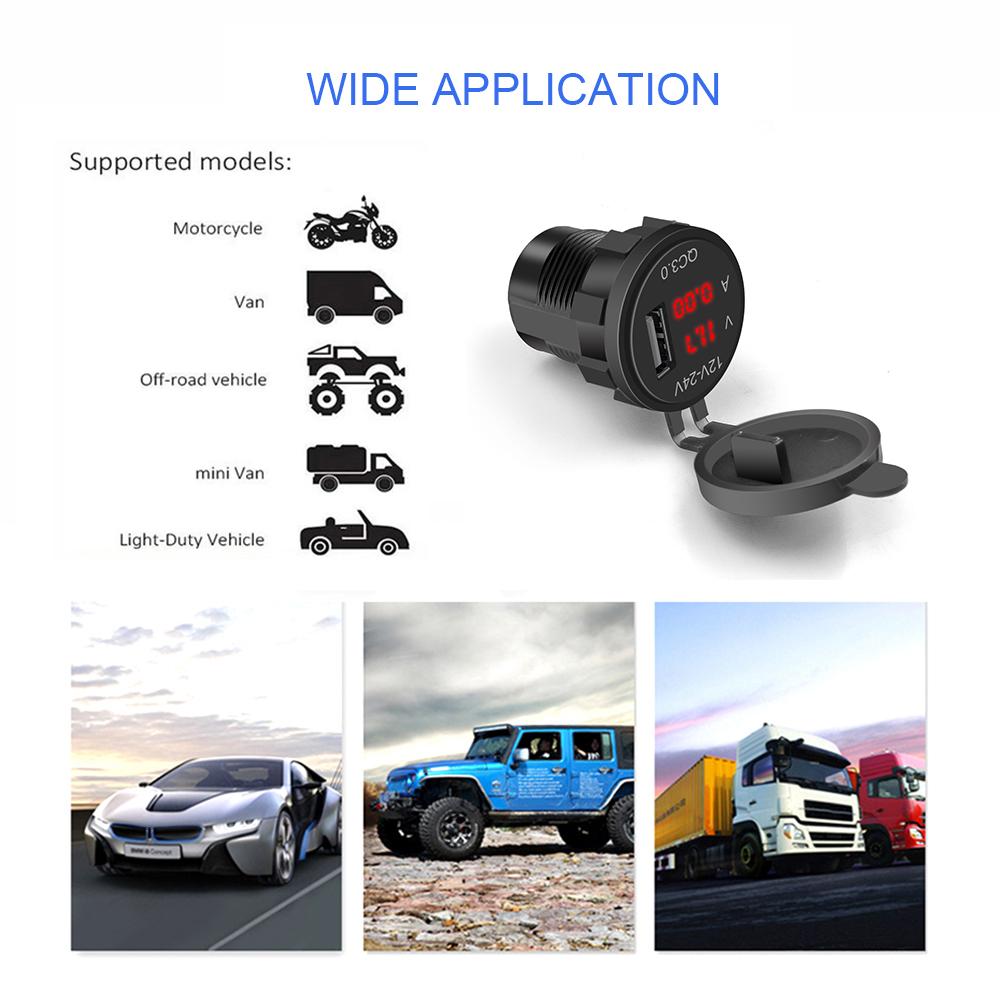 Автомобильное зарядное устройство USB прикуриватель с вольтметром амперметром QC 3.0 зарядное гнездо цифровой дисплей напряжение авто USB зарядное гнездо