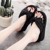Summer Slippers 6cm High Heels Beach Flip-flops Cute Fashion Bow Over Flip-flops
