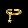 Atoztide Personalized Custom Name Ring For Women Fashion Hang Heart Adjustable Opening Stainless Steel Wedding Jewelry Gift