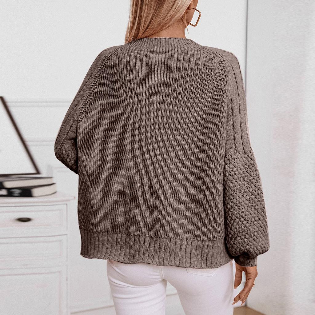 Women's Autumn And Winter Solid Color Button Knitted Cardigan Jacket Casual Loose Sleeve Sweater