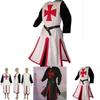 Durable Medieval Templar Knight Crusader Outfit Cosplay Costume With Square Collar