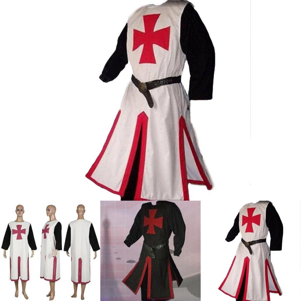 Durable Medieval Templar Knight Crusader Outfit Cosplay Costume With Square Collar