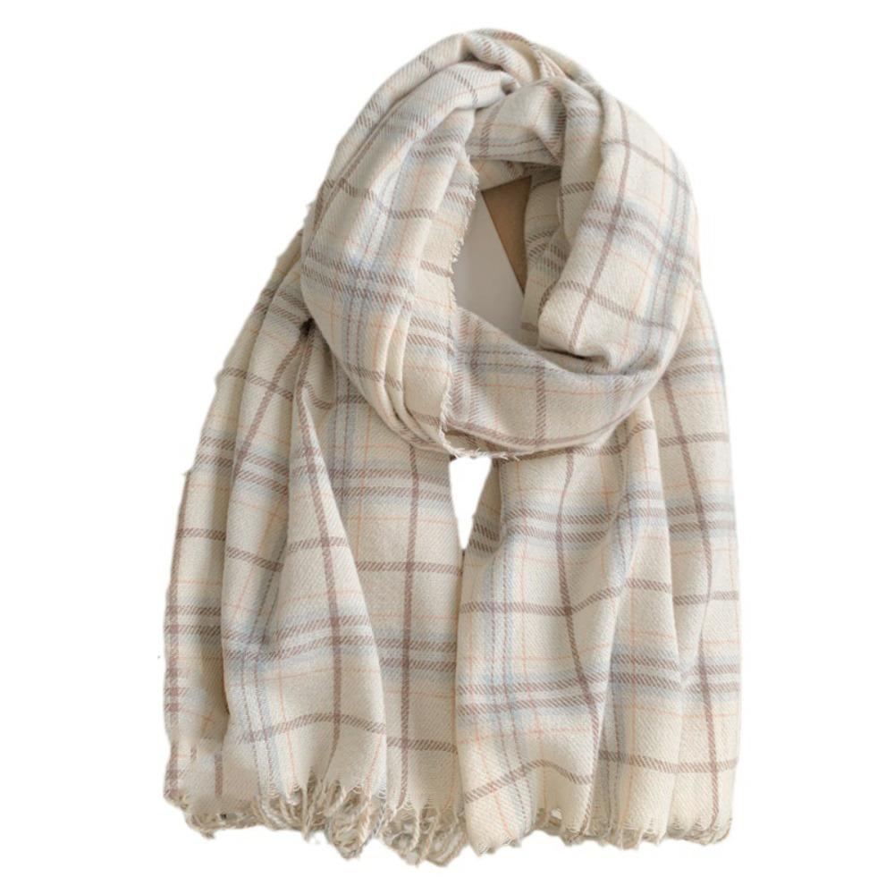 Ретро Зеленый Плед Шерстяной Шарф Плюшевая Накидка Палантин Элегантная Длинная Шаль Осень Зима