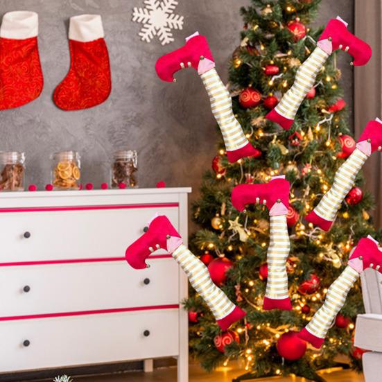 Рождественские украшения Украшения в виде ножек эльфа Праздничный верхушка для елки Подвесные реквизиты для камина Праздничный