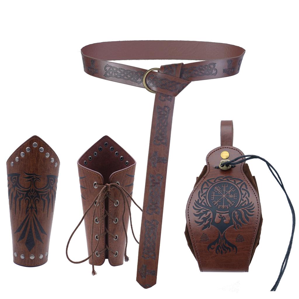 Medieval Knight Pu Belt Viking Vintage Bag Bag Halloween Cosplay Costume Dress Up Props