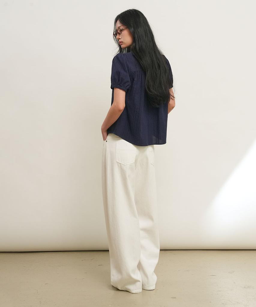 GENERALIDEA Round Collar Puff Blouse [Navy] / Gf2Lsh521