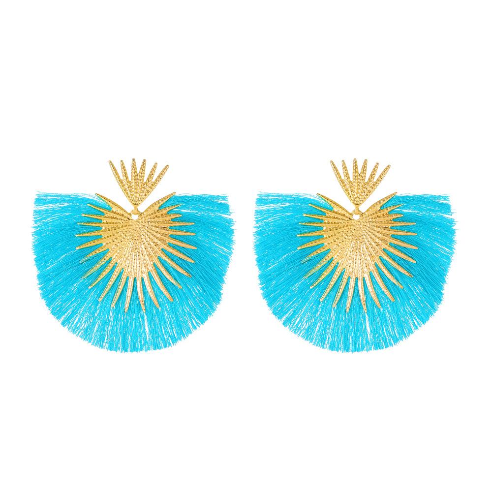 Retro Style Heart Shaped Earrings Simple Exaggerated Fan Shaped Tassels Geometric Earrings For Women