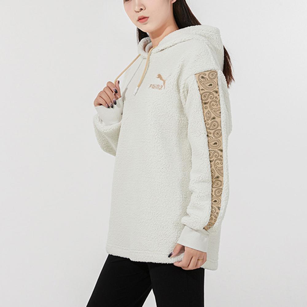Puma Hooded Casual Pullover Sweatshirt Women Sweatshirt Off-White 534985-05