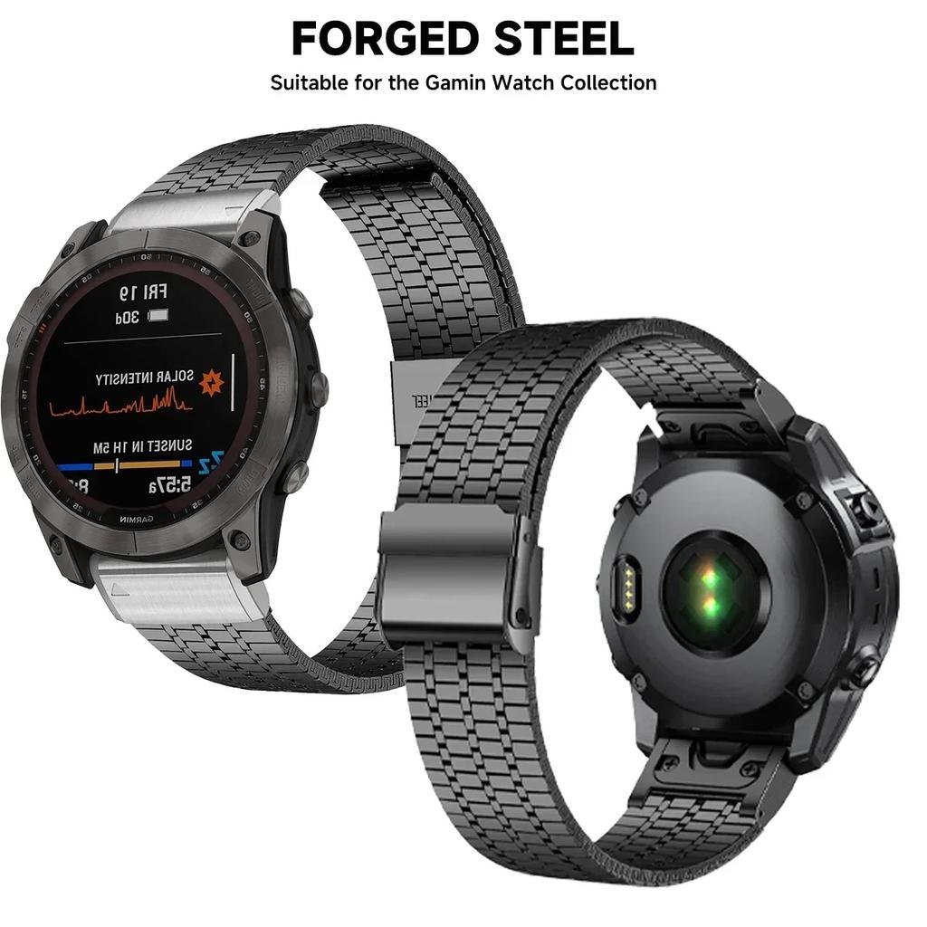 Металлический ремешок Quick Fit для часов Garmin Fenix 6 7 Pro 5 Plus 5s 6s 7s 3HR 26 мм 22 мм 945 Без зазоров Изогнутый конец из нержавеющей стали