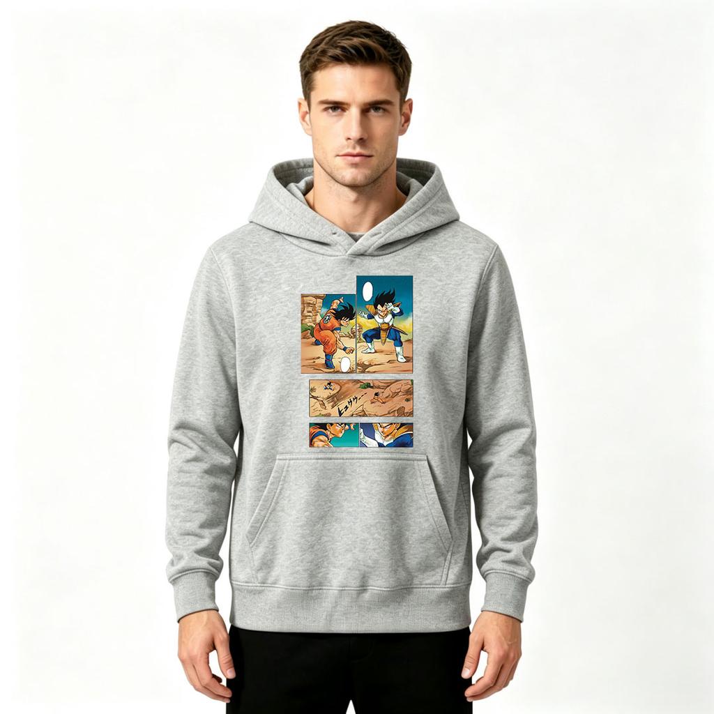 Men's Pullover Hoodie, Anime Character Fight Print Casual Long Sleeve Hooded Sweatshirt for Daily Wear