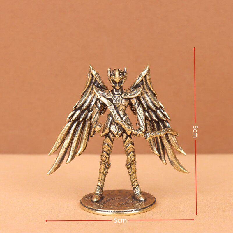 Золотой Святой Латунные Мини-фигурки Двенадцати Зодиаков Saint Seiya Украшение Мультяшная модель Настольное украшение Медный Подарок