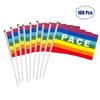 50/100Pcs Mini Peace Flag Rainbow Pacifist Flag Hand Held Polyester Peace Flag