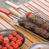Корзина для гриля кебаба с деревянной ручкой из нержавеющей стали, портативная антипригарная корзина для овощей, креветок, мяса, хот-догов, гриль-барбекю, сетка, инструменты для барбекю