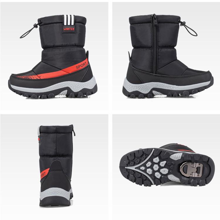 Утолщенные детские ботинки, нескользящие теплые зимние ботинки среднего размера с кошками, зимняя повседневная непромокаемая хлопковая обувь для мальчиков и девочек