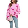 Women's Loose Casual  Fashion Round Neck Heart Sweater Knitted Bottoming Shirt Sweater