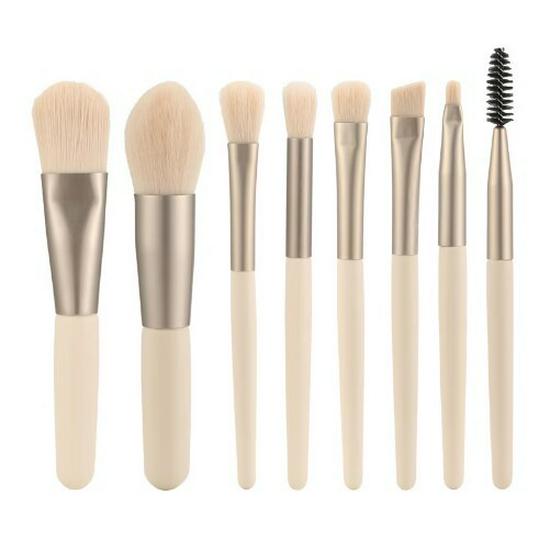 Mini 8-Piece Portable Makeup Brush Set: Soft Bristle Eyeshadow and Foundation Brushes