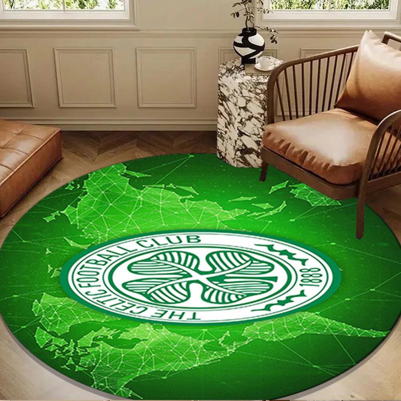Celtic Football Club Crest Round Rug for Livingroom,Bedroom, Palyroom, Chair Rug, Area rug, Circle Carpet, Large Size Fan Christmas gift