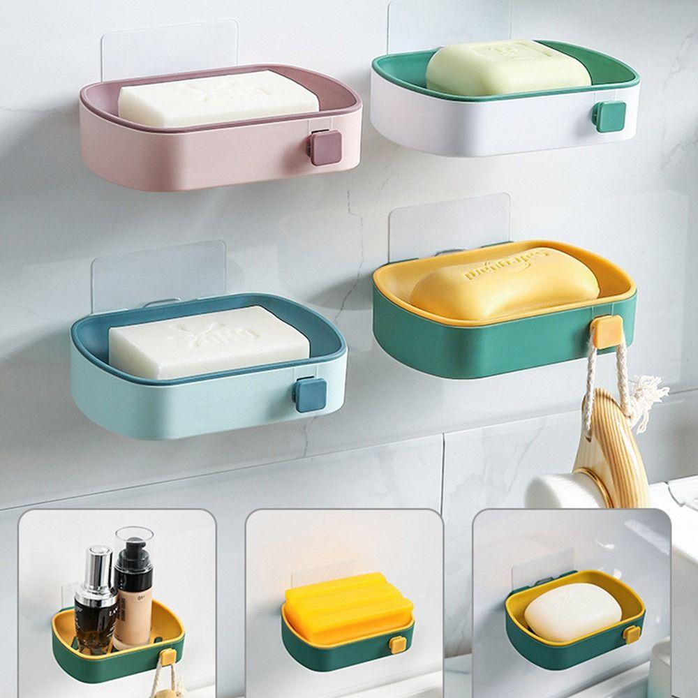 Hook Double-layer Soap Dish Self Adhesive Soap Storage Tray Creative Soap Box Household
