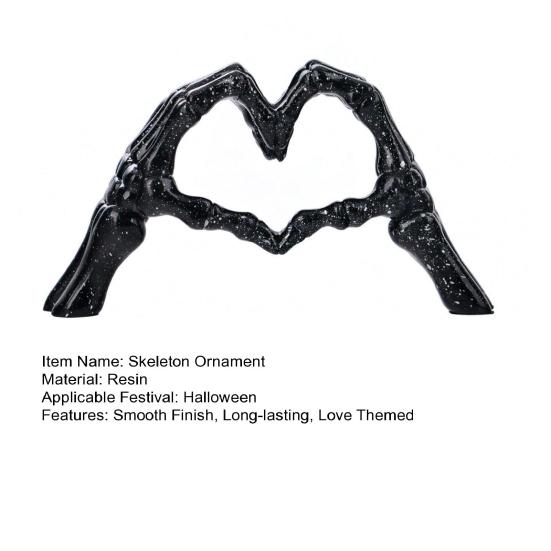 Скелет Руки Сердце Скульптура Готическая Статуэтка Жест Любви из Смолы в Форме Сердца Жест Пальцами Скелета Фигурка для Хэллоуина Домашний Декор Подарок