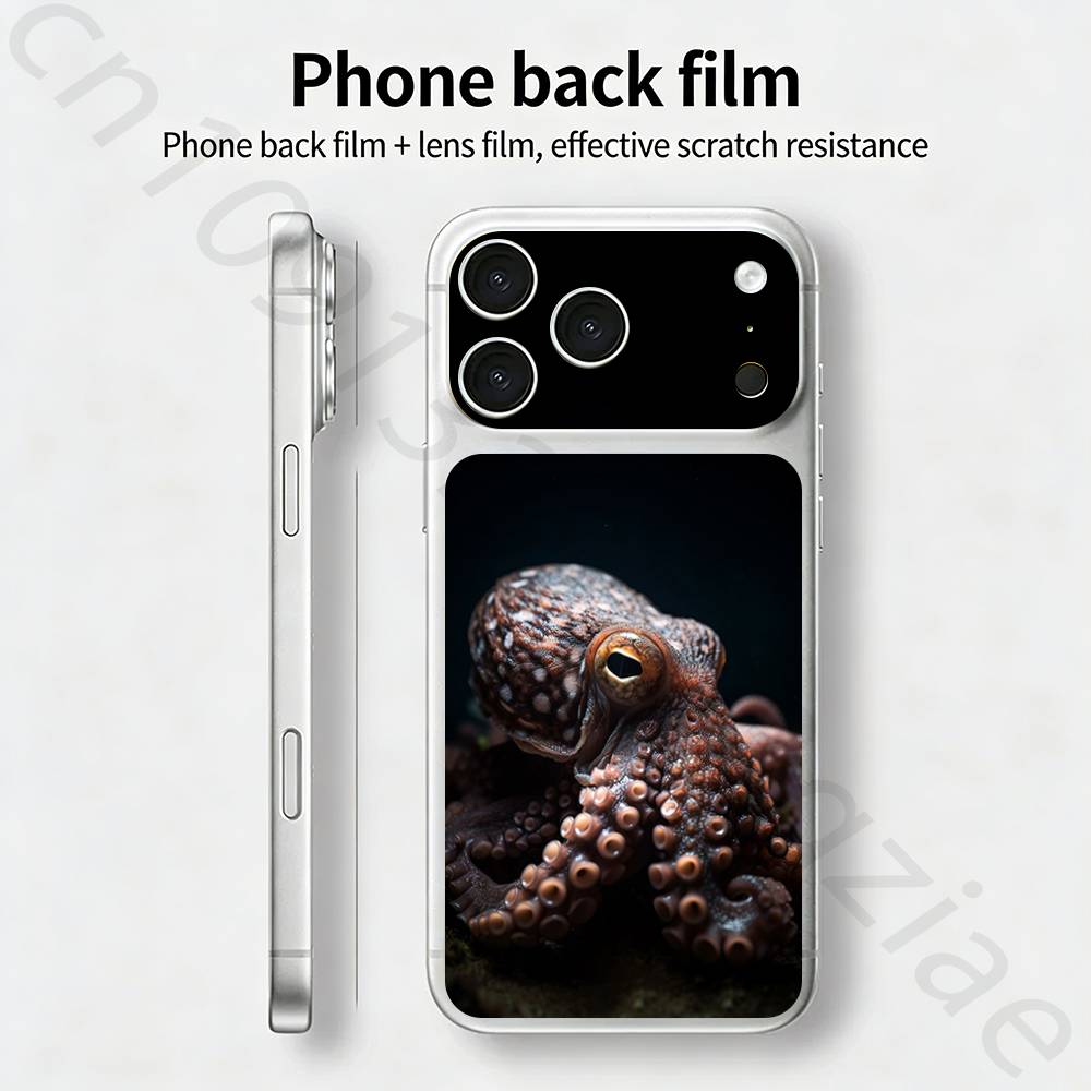 Наклейка-скин 'Осьминог TICKET' для iPhone 17 Pro/Pro max Защитная пленка для задней панели, рамки, камеры