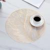 Round Heat Resistant Placemat Gold Pattern PVC Table Protection Mat Anti-Scalding Wear-resistant Mat for Home Dining Wedding Kitchen