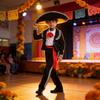 Ethnic Mexican Childrens Dance Attire With Printed Design And Long Sleeve For Stage Use