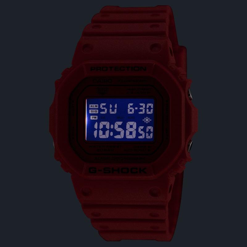 Casio Мужские часы G-SHOCK, смола, водостойкость 200 м, цифровые, ударопрочные, кварцевые, DW-5600RRB-4