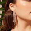 European & American Full Diamond Tassel Earrings: Elegant Slimming Bridal Jewelry