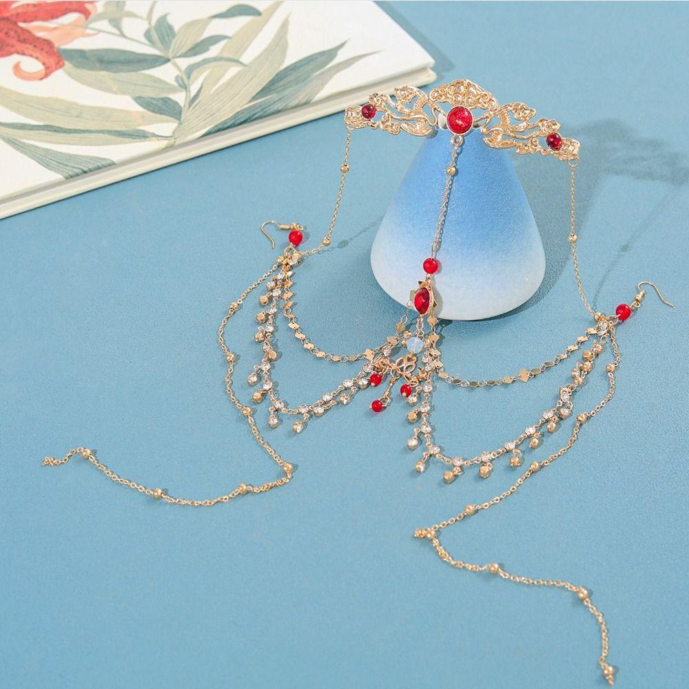 Корона Стразы Головная Цепочка Кисточка Свадебная Повязка на Голову Фея Цепочка на Лоб Ханфу Аксессуары для Волос