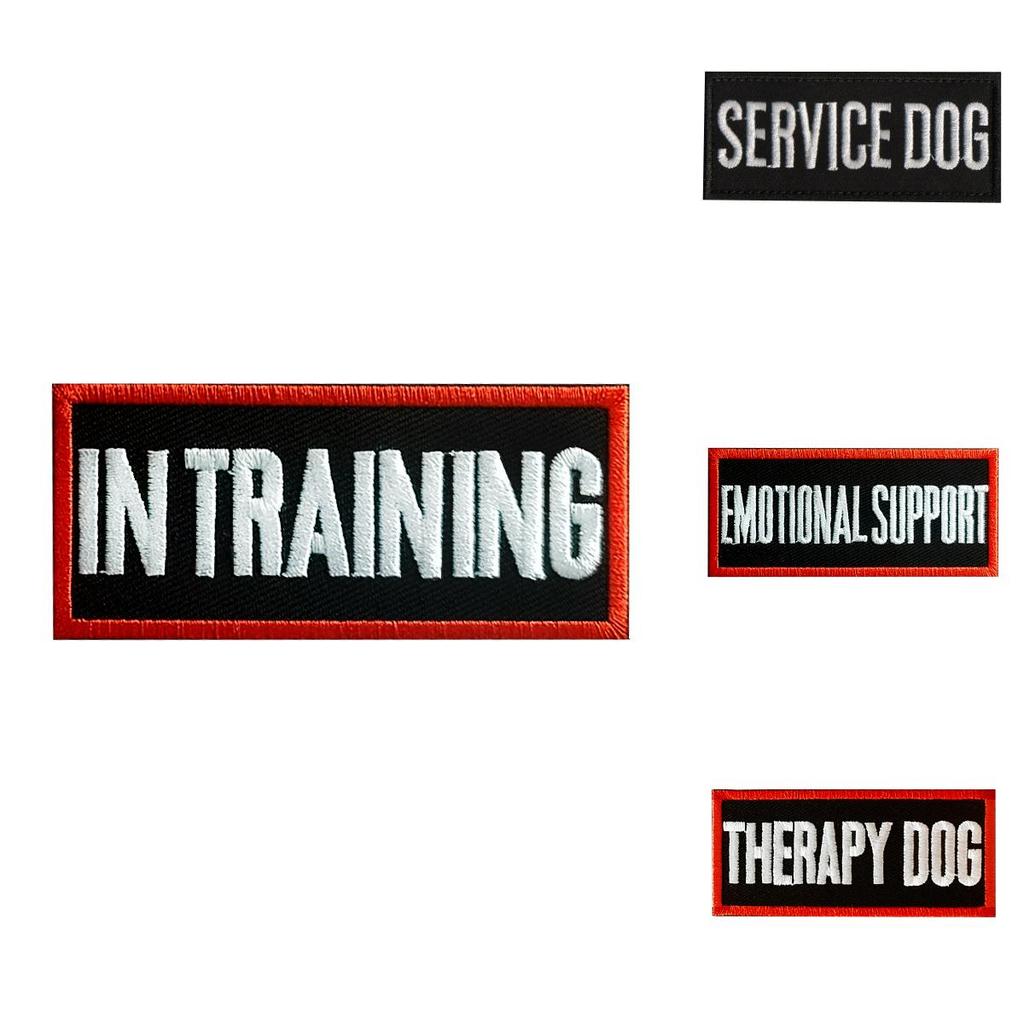 Патч на ремешок для переноски питомца Не гладить Служба дрессировки собак-терапевтов Черно-белый Английский 9*4см