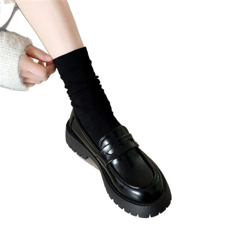 Туфли на мягкой подошве, Кожаные туфли, Женские ретро-маффины, Однотонные туфли на толстой подошве, Лоферы