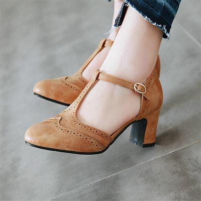 Женская обувь туфли на высоком каблуке весенние туфли Мэри Джейн женские туфли с пряжкой и круглым носком туфли лодочки для вечеринки и платья большой размер 34-46