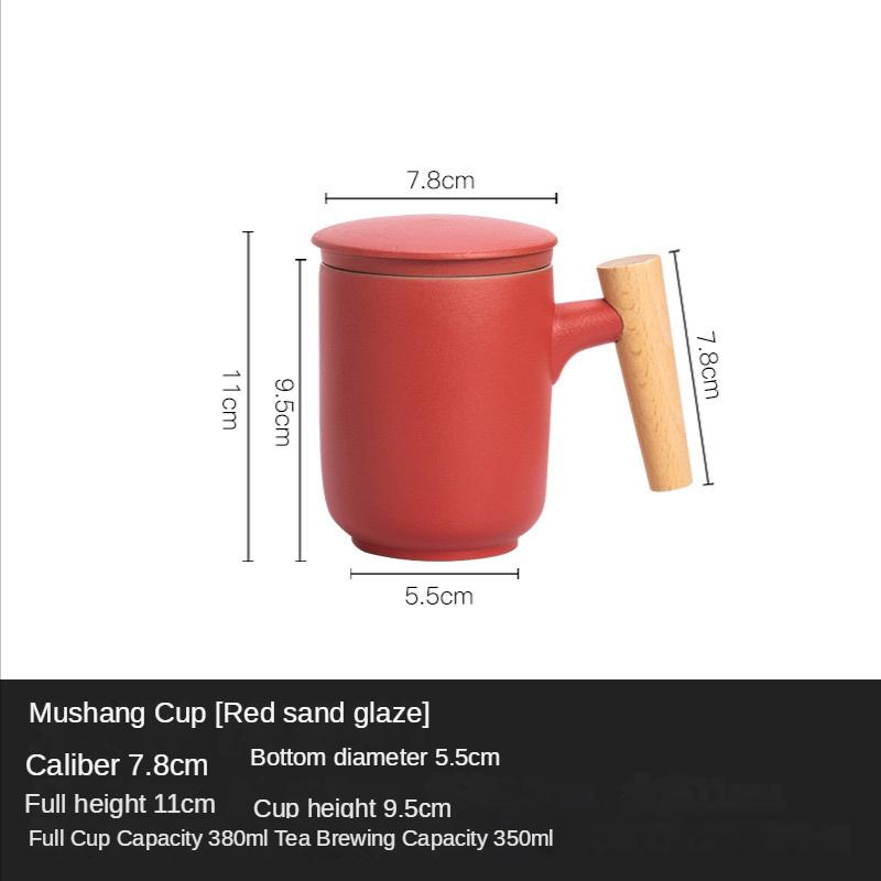 Чашка для разделения чая, керамическая матовая чашка для чая, бытовая, офисная, с деревянной ручкой, кружка с крышкой, фильтрация, керамические и керамические чашки, кружки