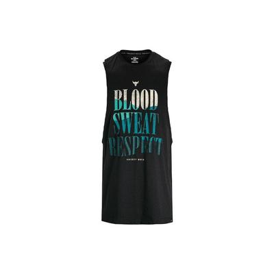 Project Rock Gradient Letter Design Повседневный свободный жилет без рукавов с круглым вырезом для мужчин, черный 1383228-001