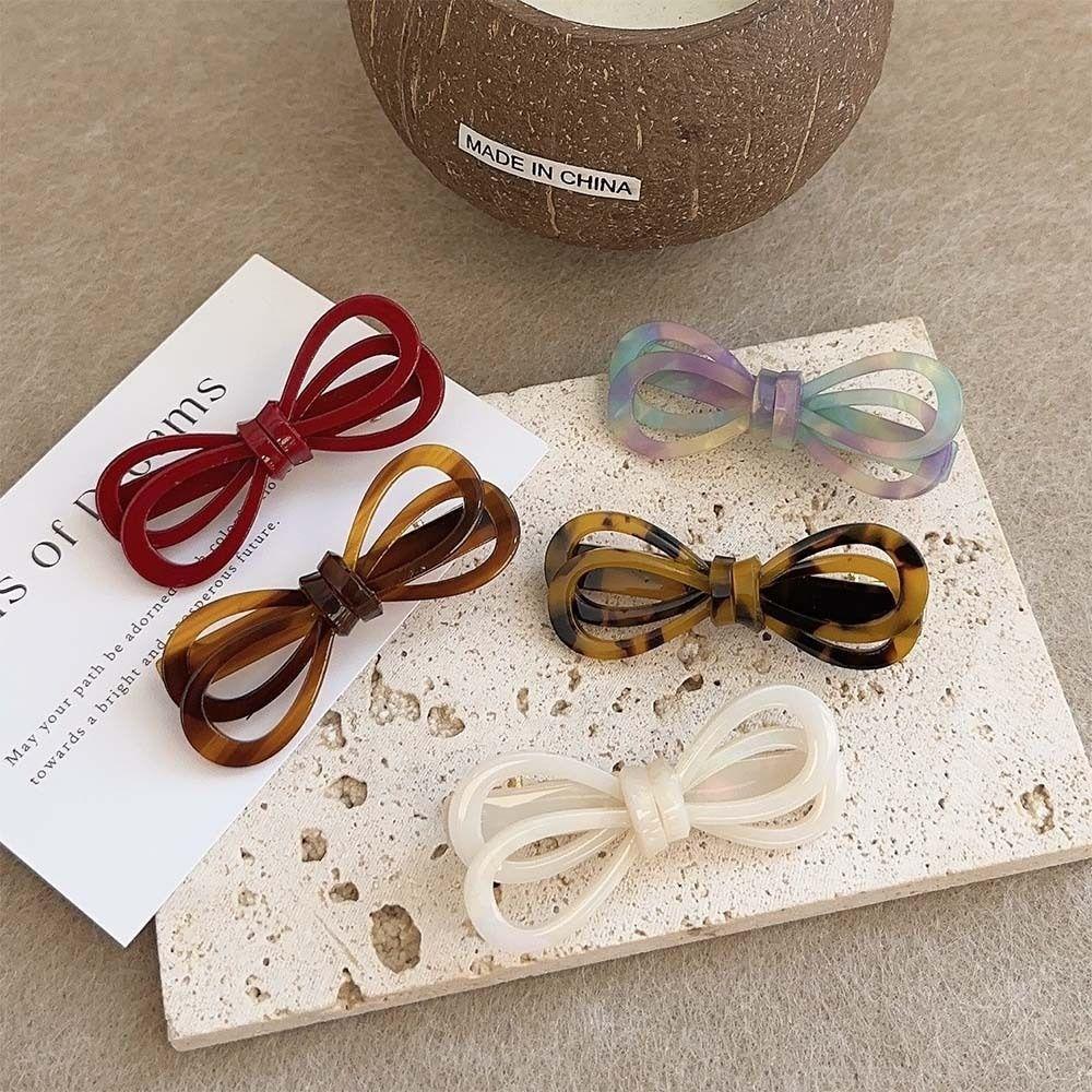 Korean Style Acetate Hair Clip Side Clip Bowknot Barrettes Elegant Bow Hairpin  Daily