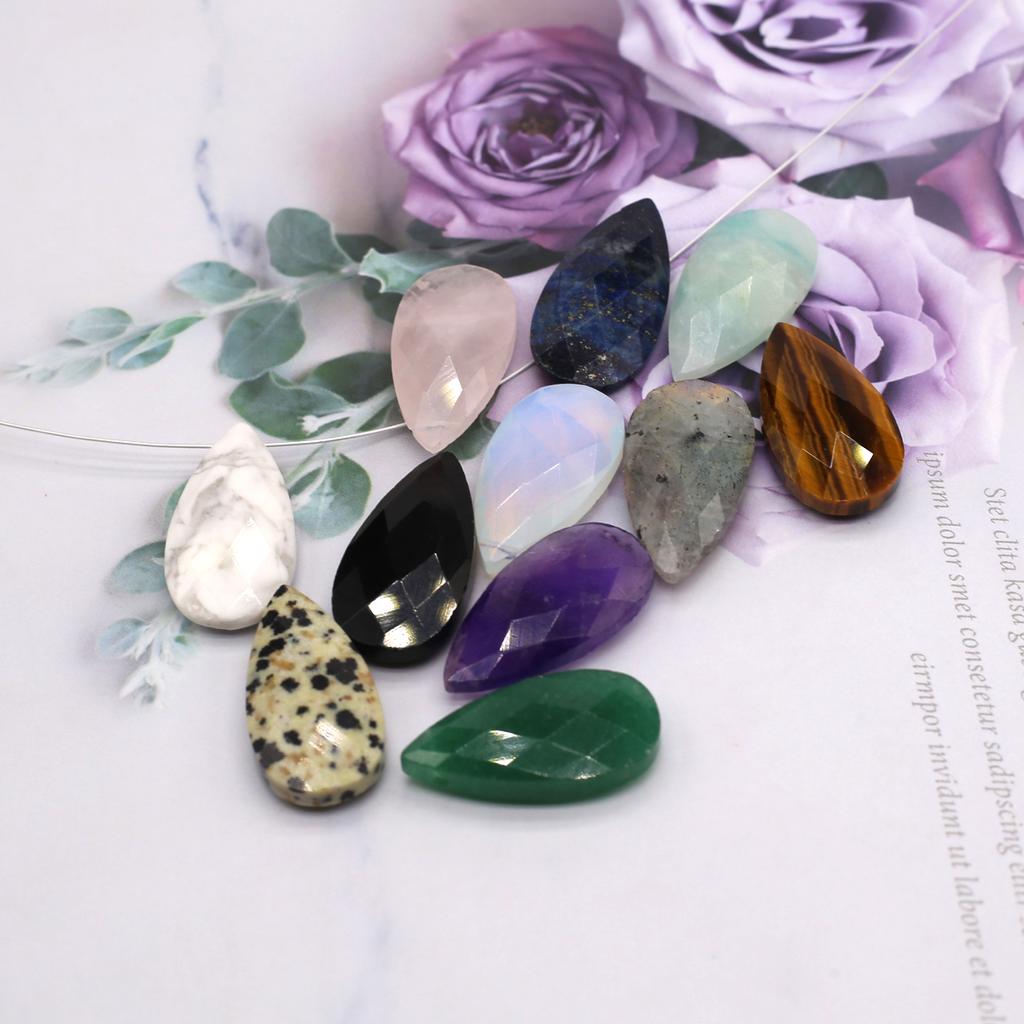 1Pc, Reiki Healing Crystal Energy Gemstone Charms, Faceted Natural Stone Drop Pendant for Women Men, DIY Halloween Christmas Necklace Accessories