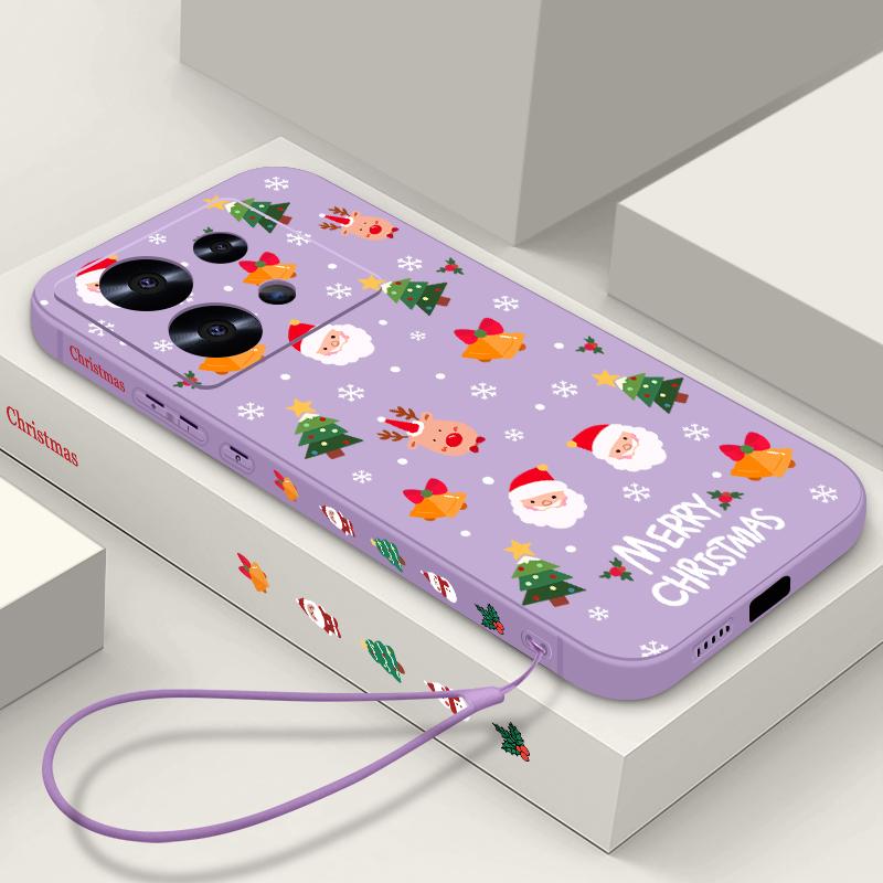 Чехол для телефона Merry Christmas Santa Elk Pattern для Xiaomi 13T Pro 11T Poco F6 X6 Redmi Note 13 12 11 10 Pro Max, мягкий матовый противоударный чехол из ТПУ с ремешком