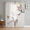 Plum Blossom Bird Chinese Style Tulle Sheer Curtains for Living Room Decoration Window Curtain for Bedroom Voile Organza Drapes