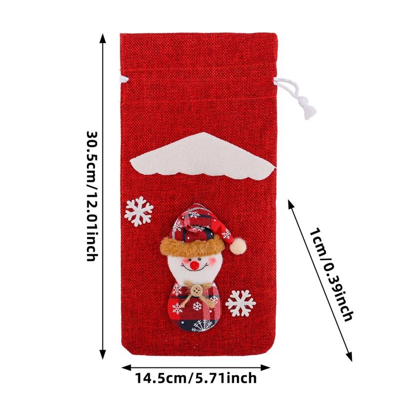 Рождественский льняной старик фигурка чехол для винной бутылки праздничный отель обеденный стол мультяшный трехмерный мешок для вина на шнурке