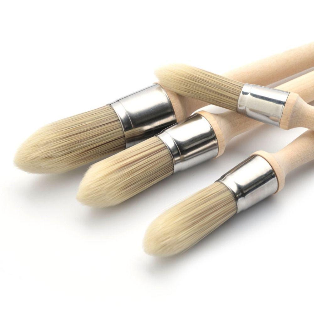 Wooden handle Round head brush Gap brush Wall Brushing Tools Multifunction Paint Brush  Painting