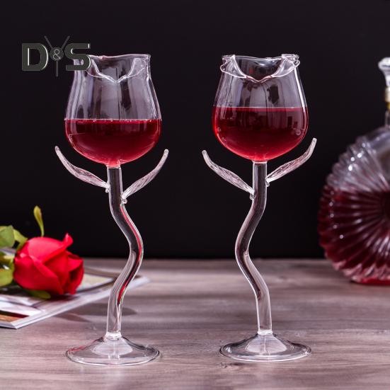 Бокал для вина Изысканная стабильная основа Прозрачная чашка в форме розы