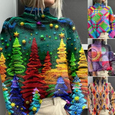 XS-6XL Разнообразие опциональных новейших рождественских свитеров-верхней одежды в стиле кэжуал с абстрактным принтом 2025 года