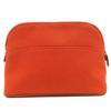 Pristine HERMES Bored pouch MM H logo embroidered leather canvas cosmetic pouch Orange Used