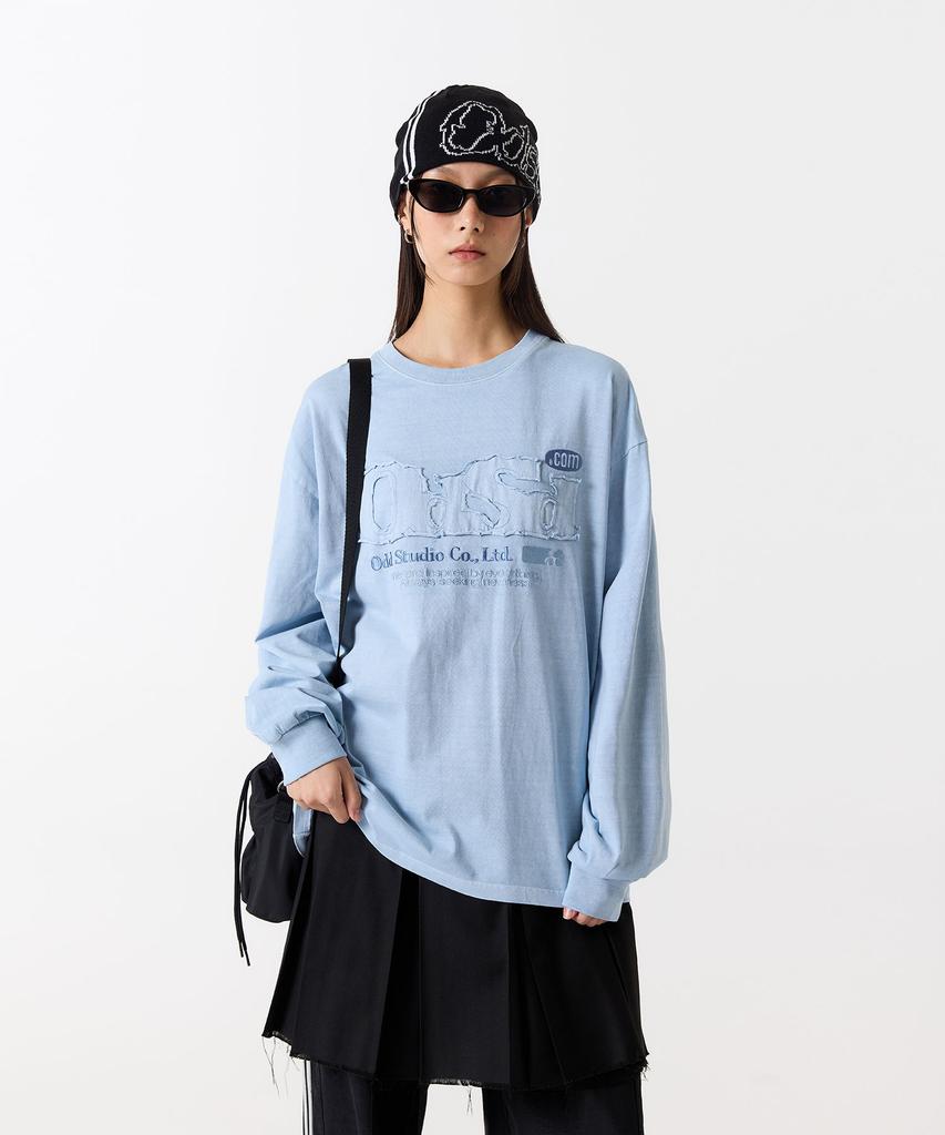 ODDSTUDIO Odsd Pigment Damaged Long Sleeve - Ash Sky