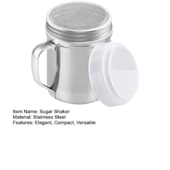 Порошковый шейкер из нержавеющей стали, диспенсер для сахара и корицы с мелкой сеткой, ручкой и герметичной крышкой, безопасен для посудомоечной машины, сито для муки для выпечки, украшения для кофе и десертов