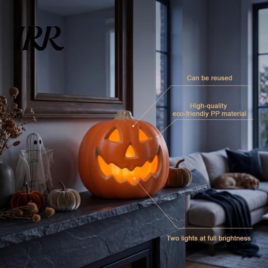 Pumpkin Lantern for Holiday Halloween LED Lantern, Scary Face Glowing Plastic Party Lighting Lamp, Battery Operated Table Ornament Home Decor Creative